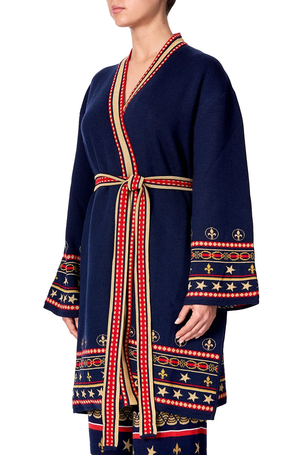 KNITTED REVERSIBLE JACKET WITH BELT COSTUME PARTY
