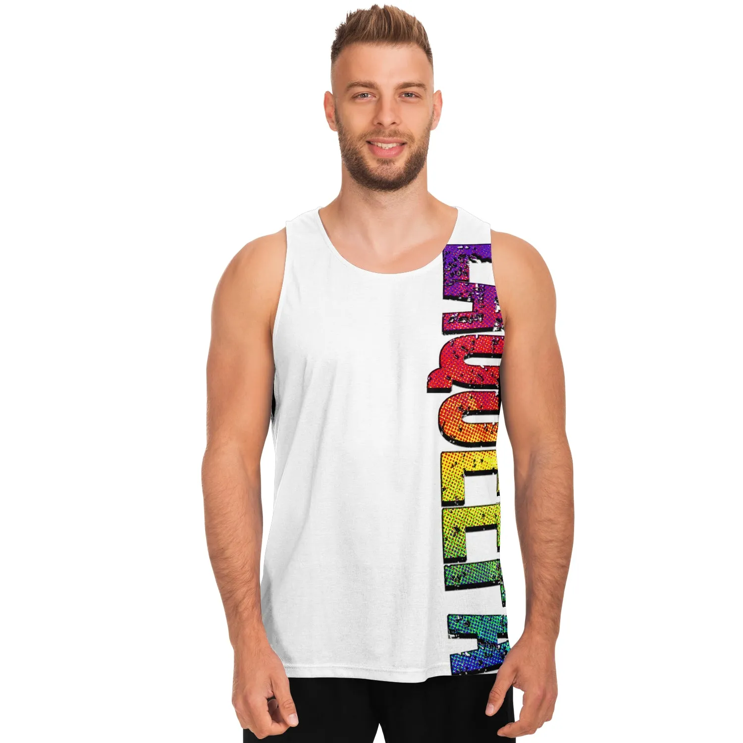 LaQueefa rainbow unisex premium white vest top