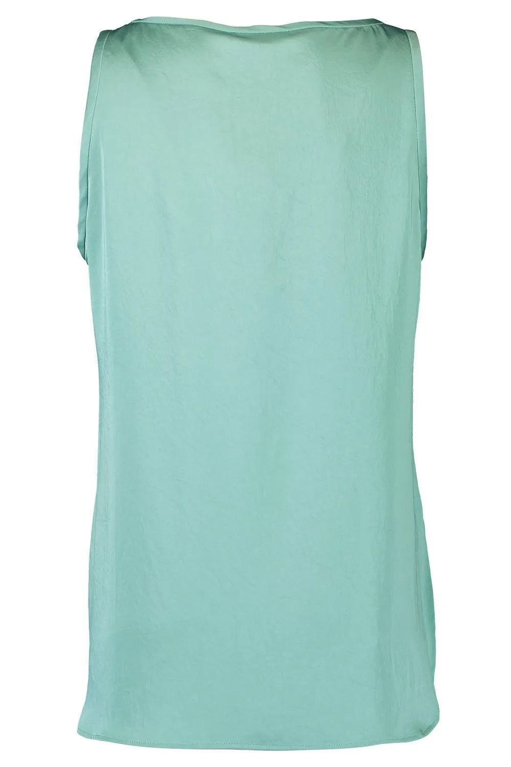 Lightweight Texture Satin Scoop Neck Tank - Sea Green