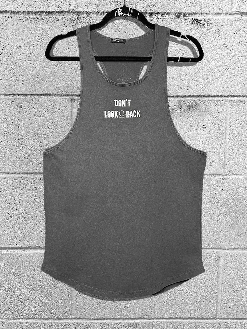 LOOK BACK PREMIUM GREY STRINGER TANK TOP