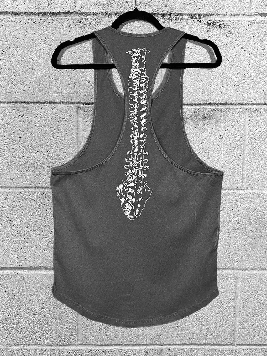 LOOK BACK PREMIUM GREY STRINGER TANK TOP