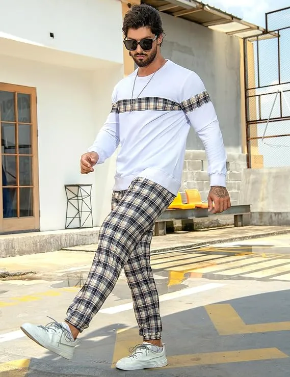 Men's Black & Red Plaid Sweatsuit and Pants Jogger Set