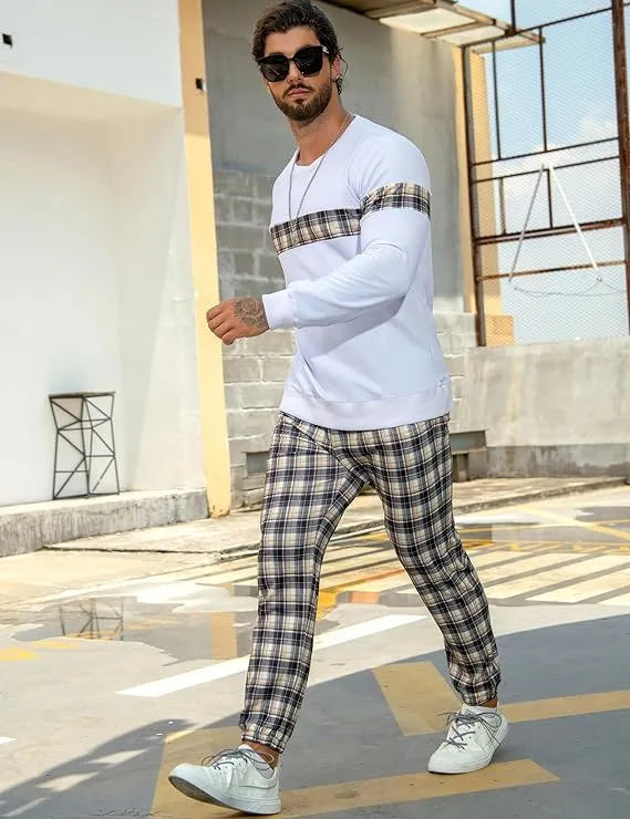 Men's Black & Red Plaid Sweatsuit and Pants Jogger Set