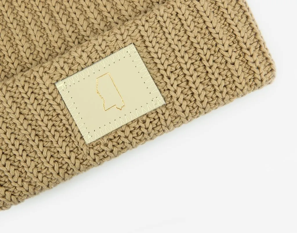 Mississippi Hemp Gold Foil Pom Beanie