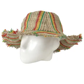 Multi color Stripped Wide Brim Knitted Summer Crochet Hemp Hat.