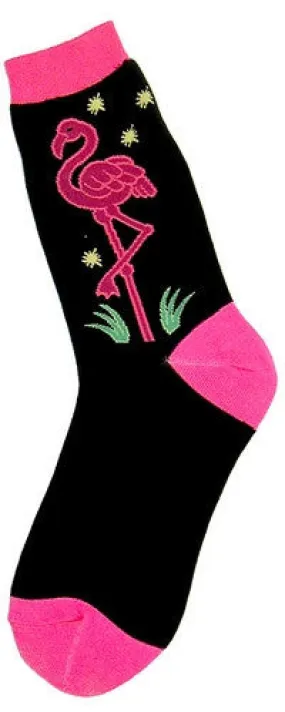 Neon Pink Flamingo Socks (Women's)