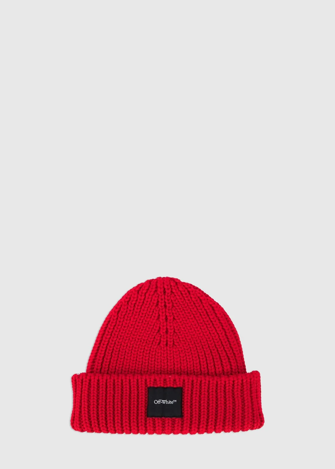 OFF-WHITE: RIBBED BEANIE [RED]