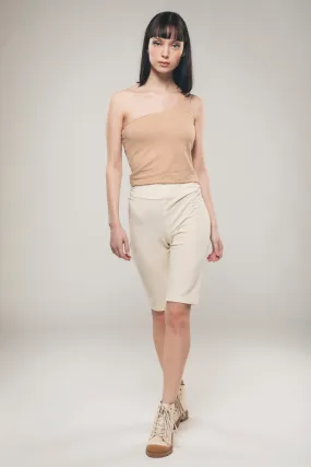 One Shoulder Top Light Brown