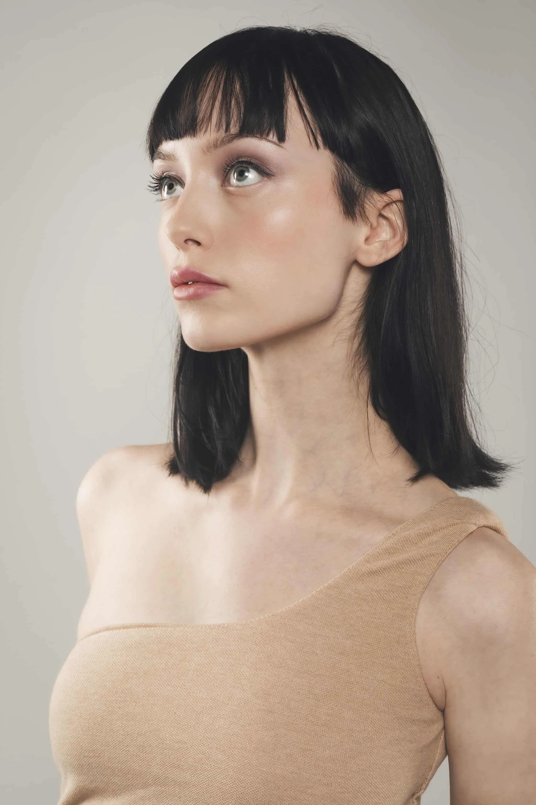 One Shoulder Top Light Brown