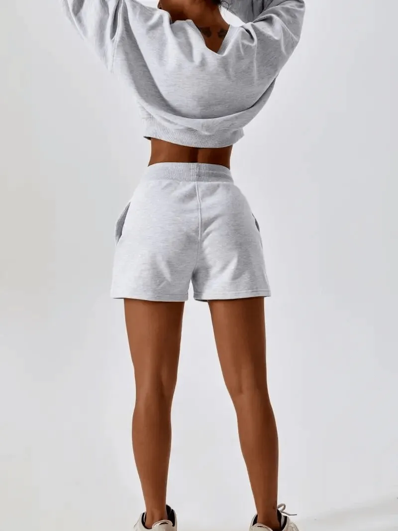 Outfit Fitness Cotton Loose Sweatshirt and Shorts - SF1682
