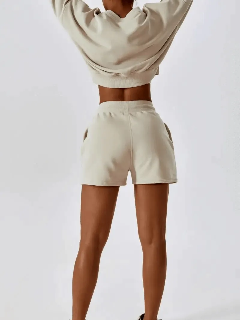 Outfit Fitness Cotton Loose Sweatshirt and Shorts - SF1682