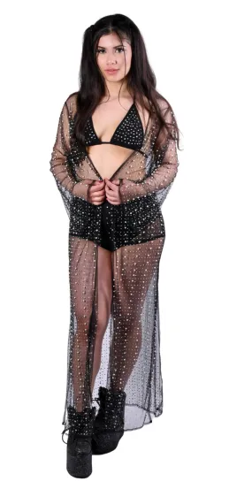 Pearl Black Long Kimono/Jacket
