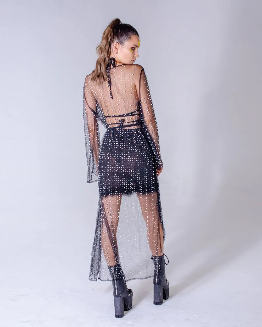Pearl Black Long Kimono/Jacket