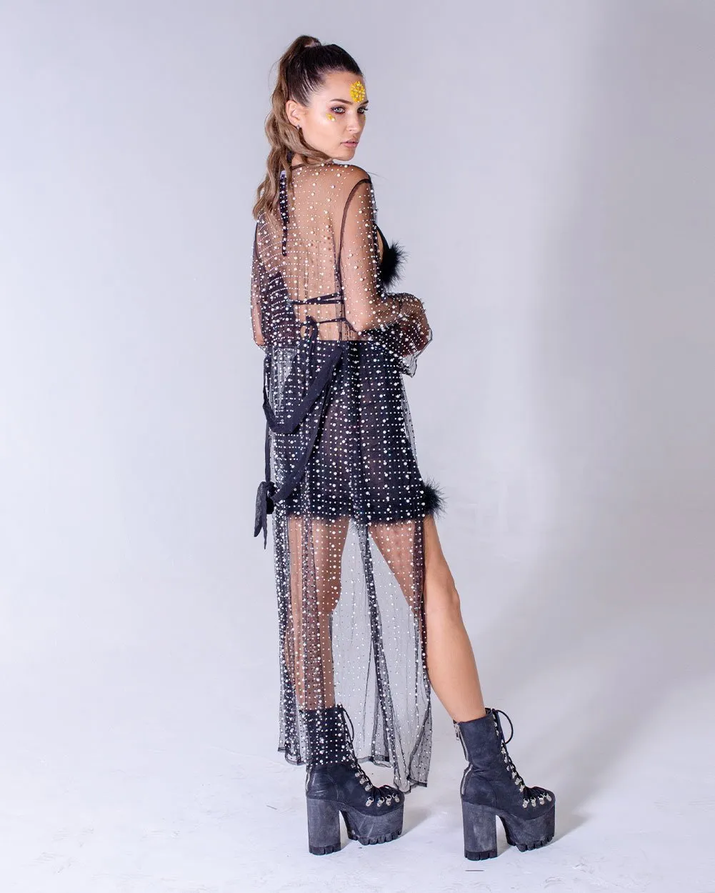 Pearl Black Long Kimono/Jacket