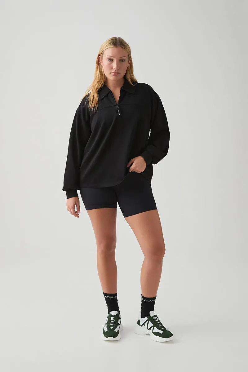 Quarter Zip Front Long Sleeve Polo 448