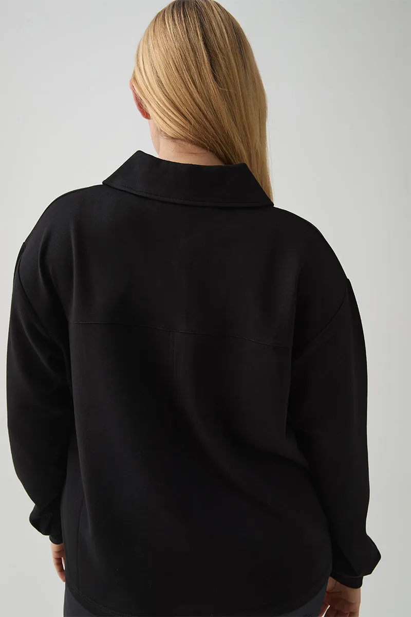 Quarter Zip Front Long Sleeve Polo 448