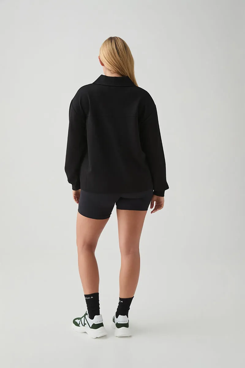 Quarter Zip Front Long Sleeve Polo 448