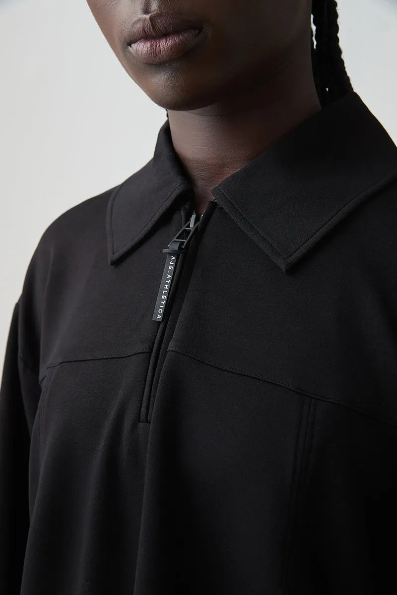Quarter Zip Front Long Sleeve Polo 448