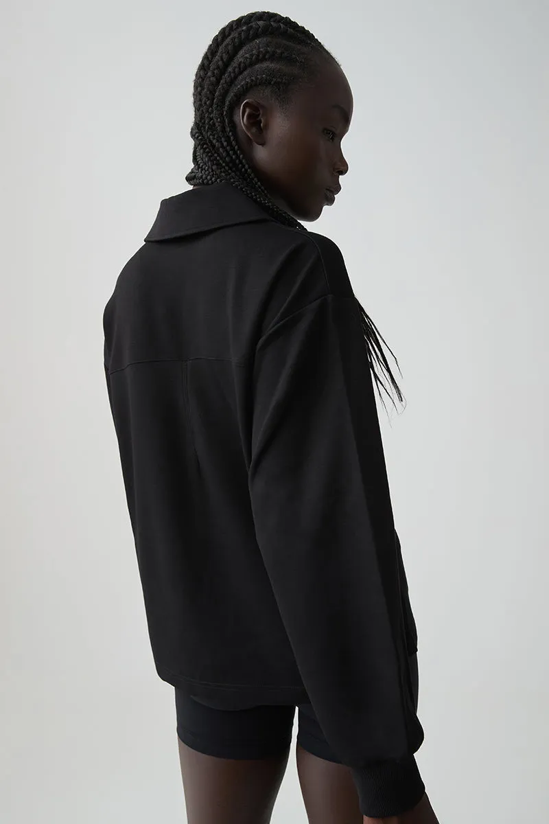 Quarter Zip Front Long Sleeve Polo 448