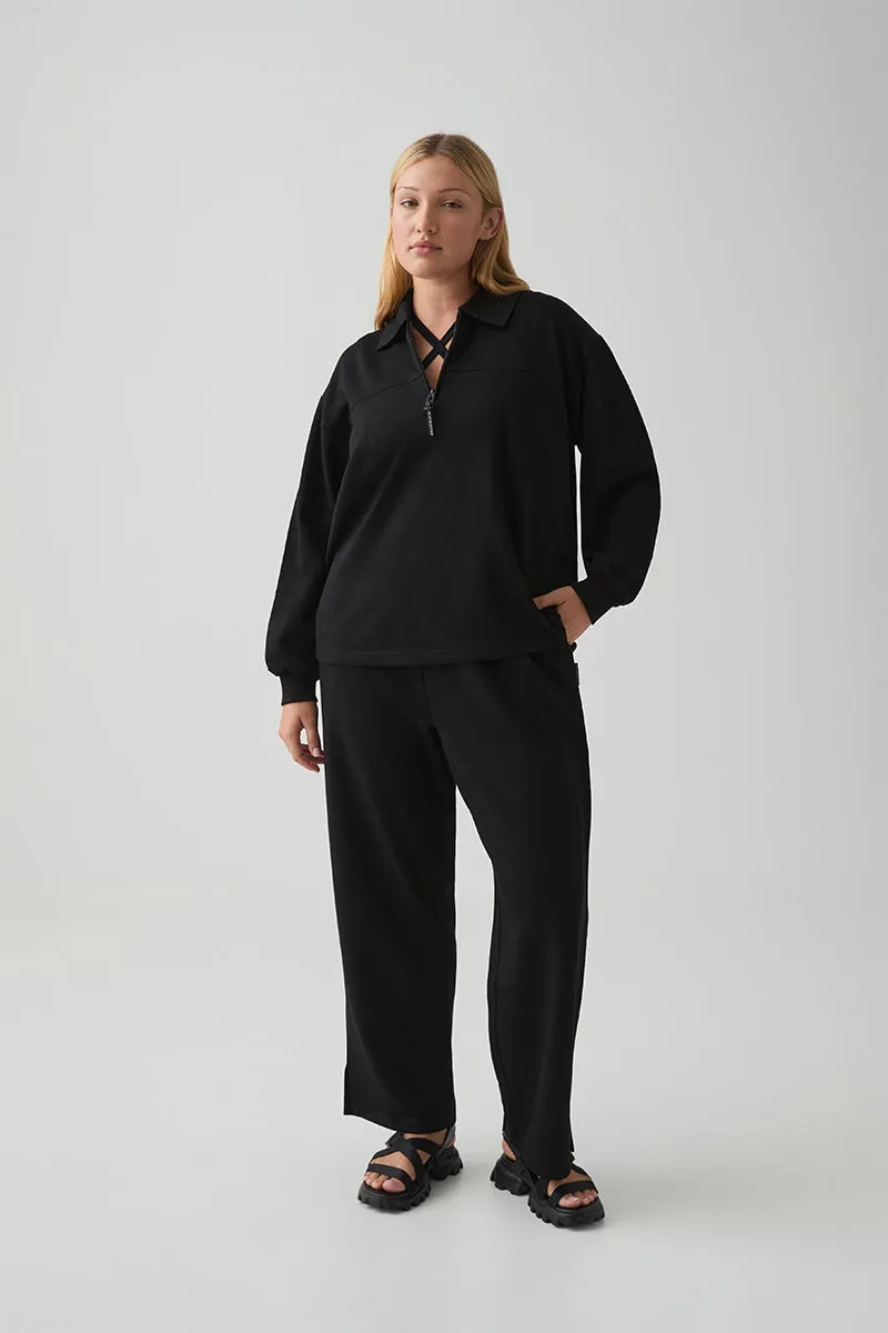 Quarter Zip Front Long Sleeve Polo 448