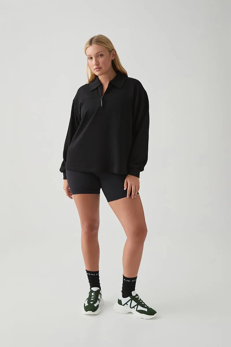Quarter Zip Front Long Sleeve Polo 448