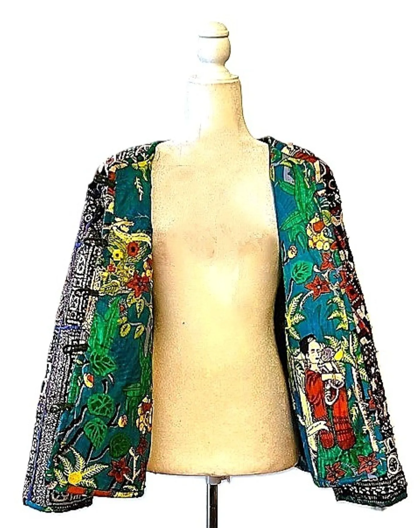 Quilted Cotton Kimono Duster Is Unusual and Colorful  (Yellow)