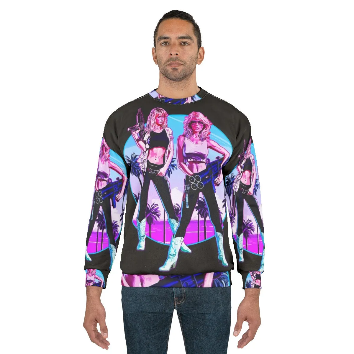 "Hard Ticket to Hawaii Big Guns Sweatshirt - 80s Miami Action"