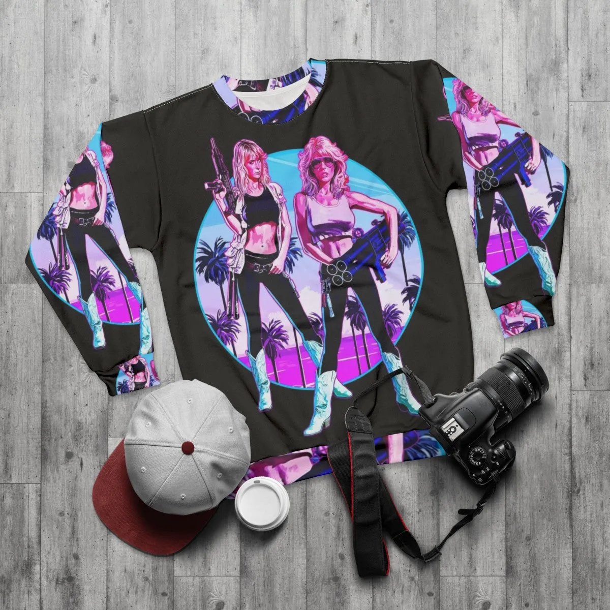 "Hard Ticket to Hawaii Big Guns Sweatshirt - 80s Miami Action"
