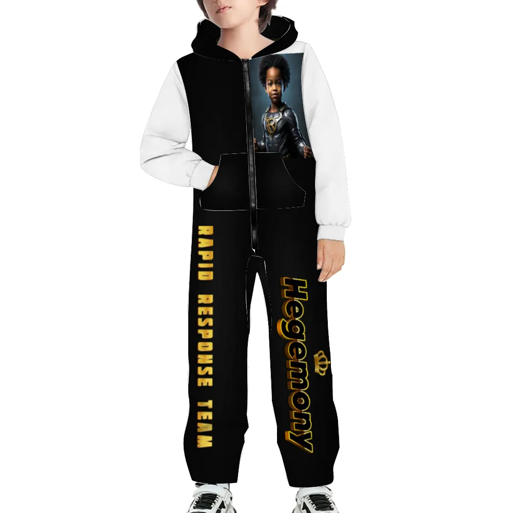 Rapid response rick  Kids' One Piece Hoodie Zipper Casual Sweatshirt Knit Sweatshirt Fashion Jumpsuit Casual Hoodie Long Sleeves