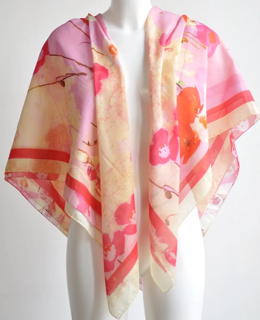 Sea of Poppies Cotton & Silk Oversized Square Shawl