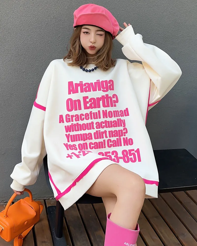 Trendy Fashion 3D Letter Oversized Plus Size Casual Sweatshirt