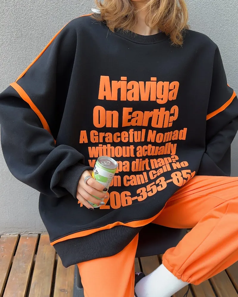 Trendy Fashion 3D Letter Oversized Plus Size Casual Sweatshirt