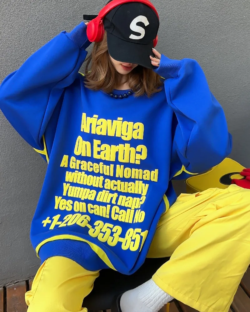Trendy Fashion 3D Letter Oversized Plus Size Casual Sweatshirt
