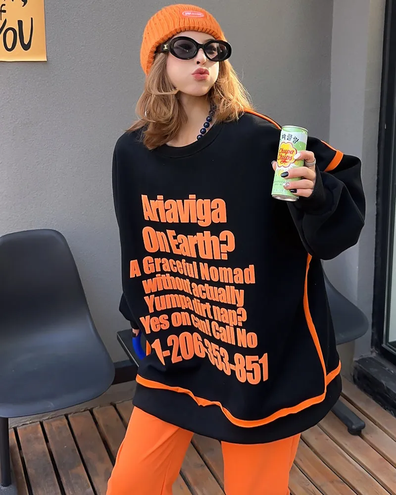 Trendy Fashion 3D Letter Oversized Plus Size Casual Sweatshirt