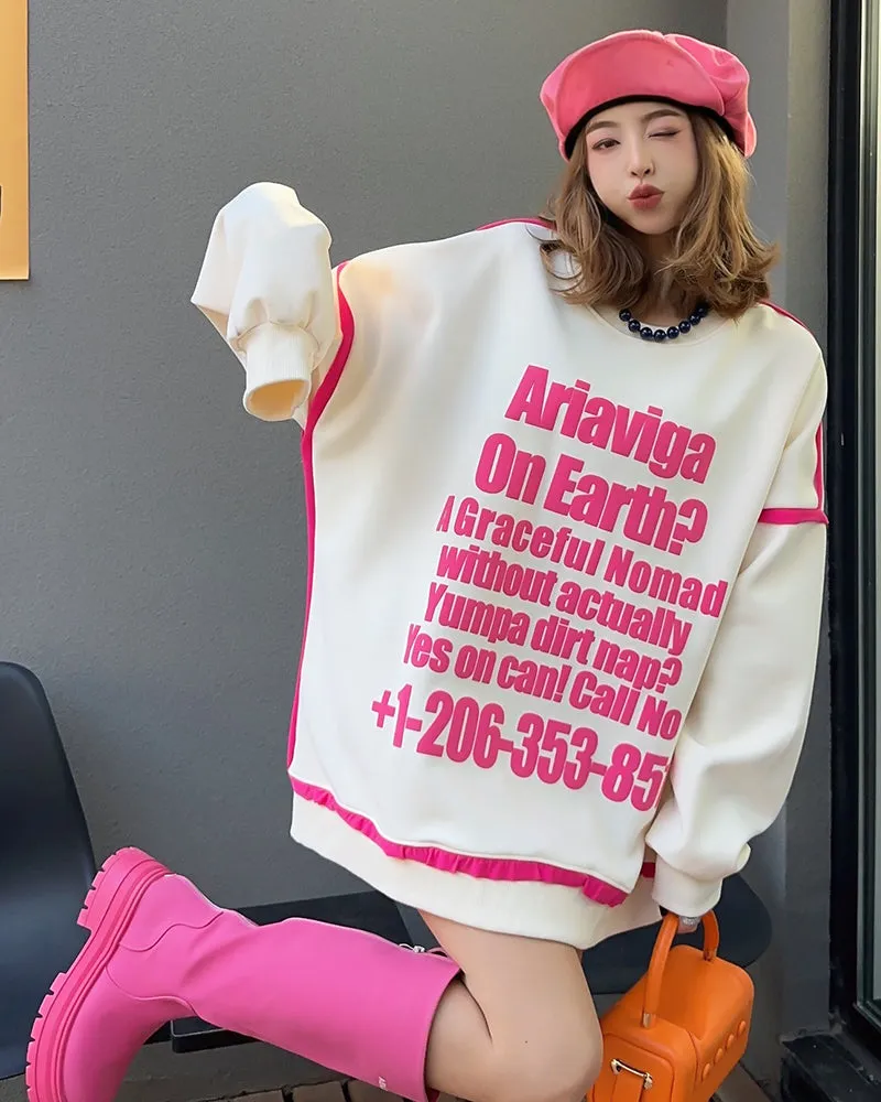 Trendy Fashion 3D Letter Oversized Plus Size Casual Sweatshirt