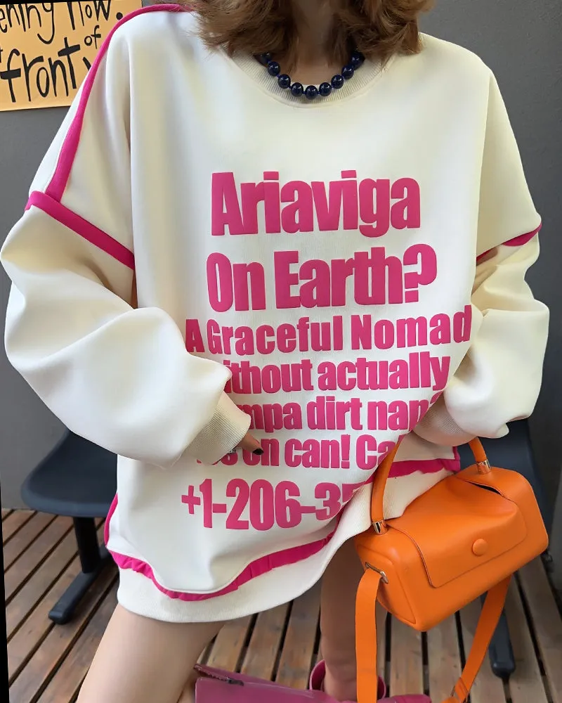 Trendy Fashion 3D Letter Oversized Plus Size Casual Sweatshirt