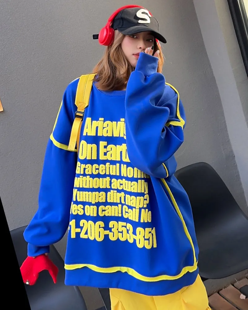 Trendy Fashion 3D Letter Oversized Plus Size Casual Sweatshirt