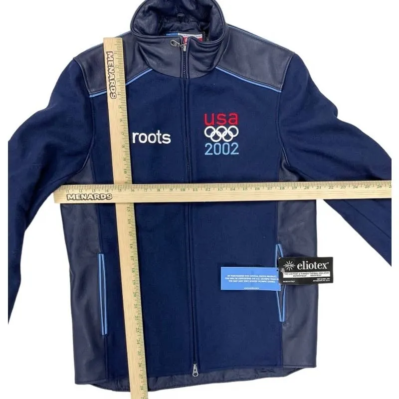 Vintage Roots 2002 USA Olympic Team Wool Leather Jacket Size XS New