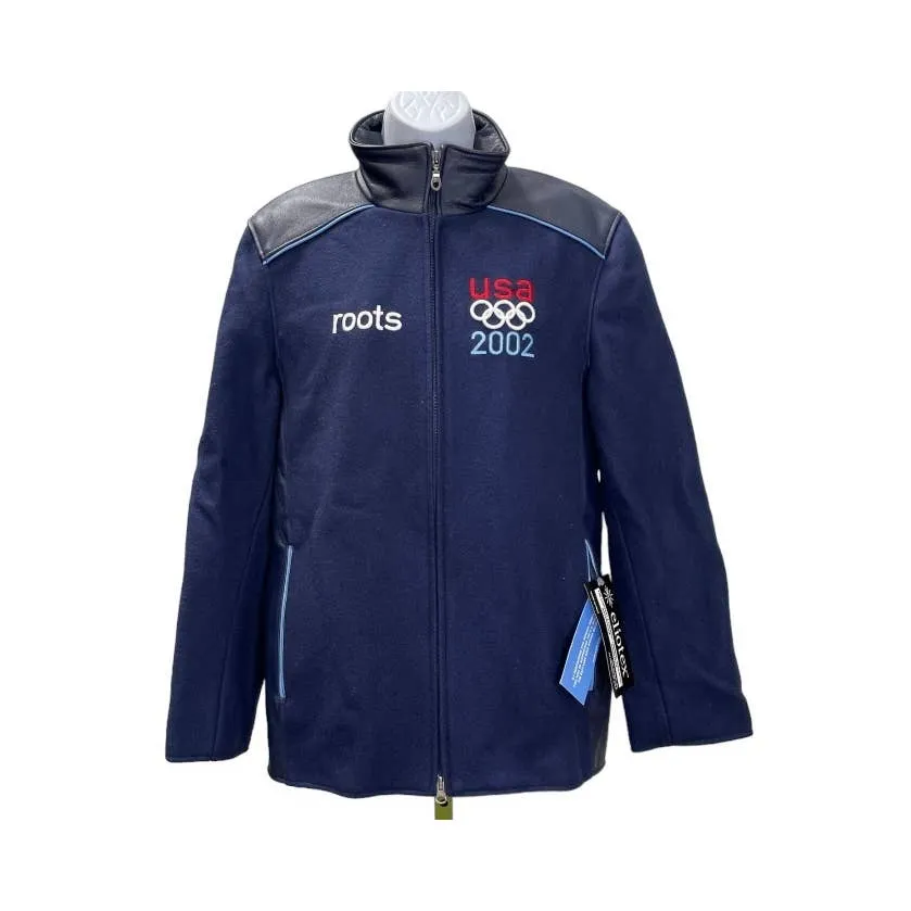 Vintage Roots 2002 USA Olympic Team Wool Leather Jacket Size XS New