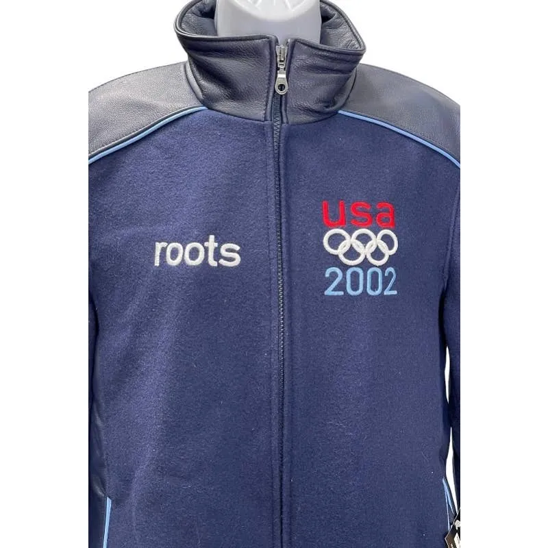 Vintage Roots 2002 USA Olympic Team Wool Leather Jacket Size XS New