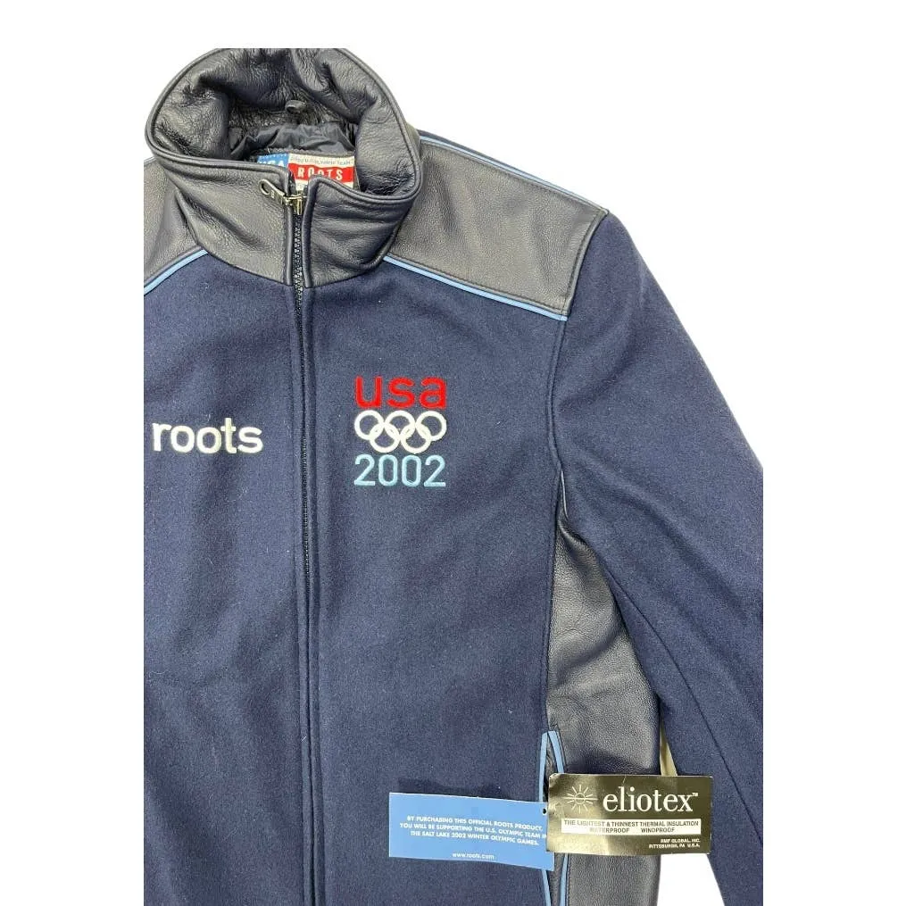 Vintage Roots 2002 USA Olympic Team Wool Leather Jacket Size XS New