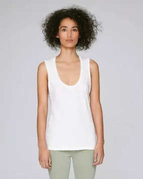 WHITE ORGANIC SCOOP NECK TANK TOP
